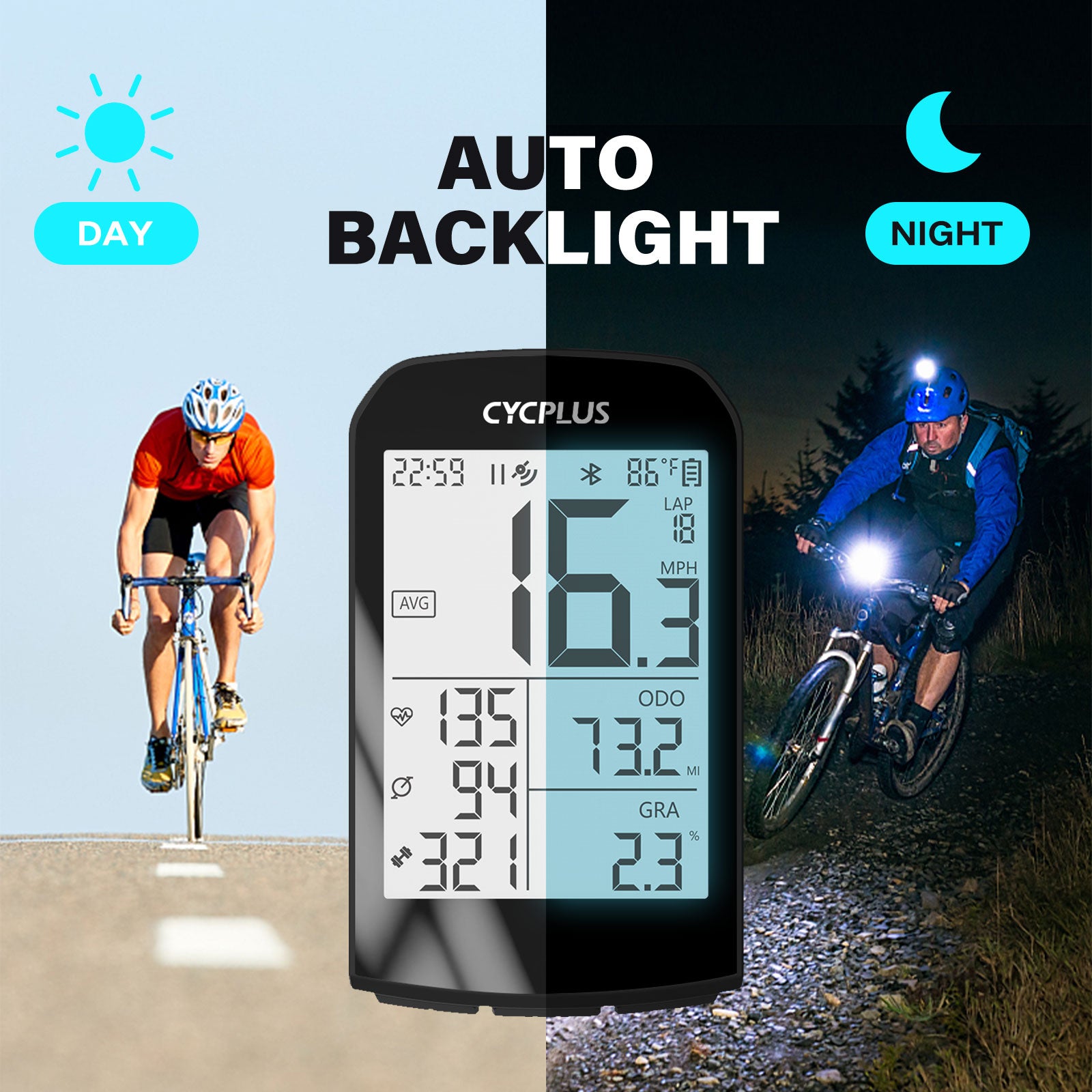 CYCPLUS GPS Bike Computer, Wireless Cycling Computer with Automatic  Backlight, Bicycle Speedometer Odometer with Waterproof and Lager Battery,  Provide